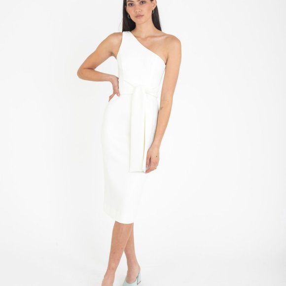Shona Joy Dresses & Skirts - Shona Joy - Lucy One Shoulder Midi Dress Ivory Sizes AU8 to AU14